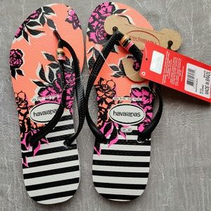 White & Black Thematic slim havaianas flip flop